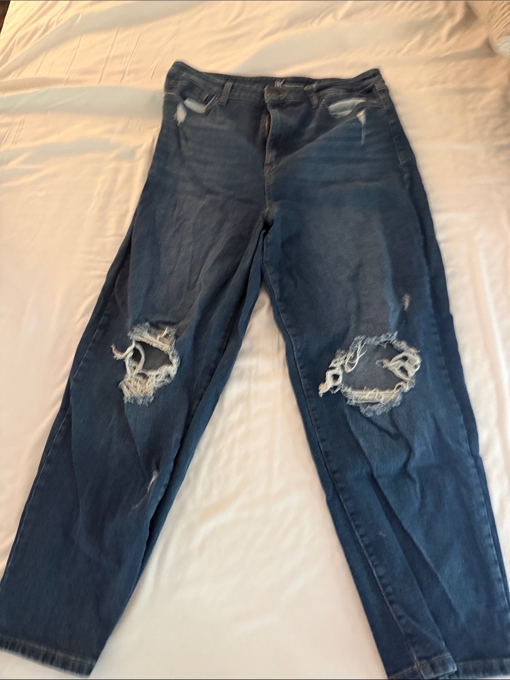 INC International Concepts Dark Blue Distressed Boyfriend Jeans